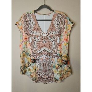 Soft Surroundings Blouse S Floral Paisley Patria Tunic Beaded Embellished Chic